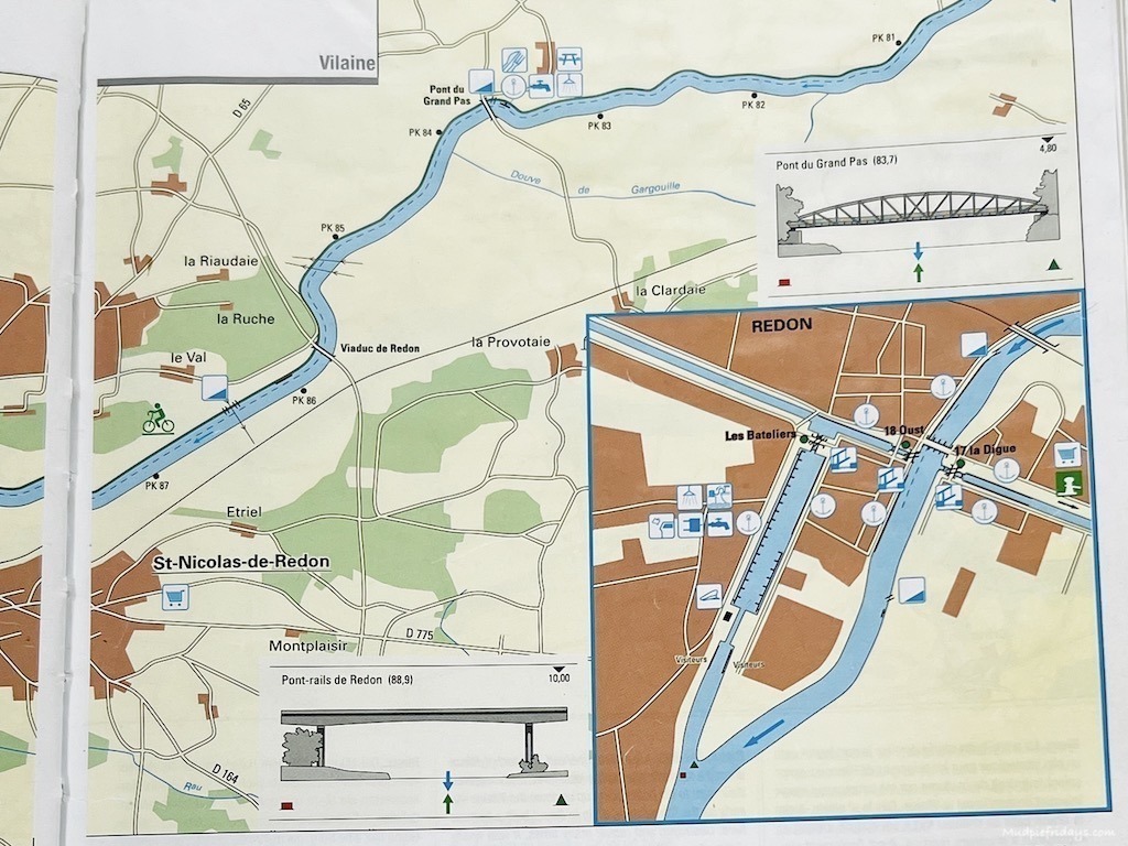 Map of the Vilaine River Day Two - Pont de Beste to Redon