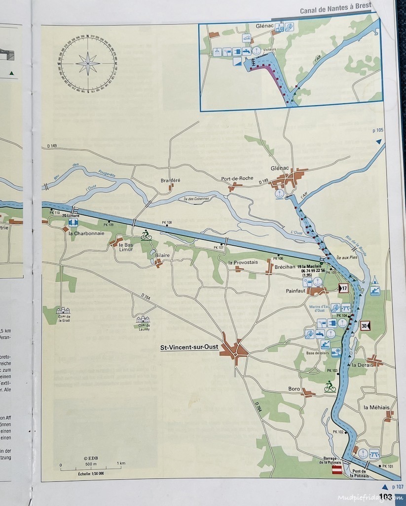 Canal de Nantes a brest map Day Three - Redon to Manisfont