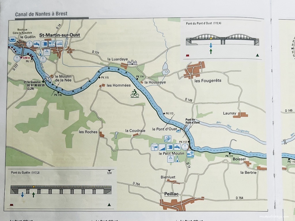 Canal de Nantes a brest map Day Three - Redon to Manisfont