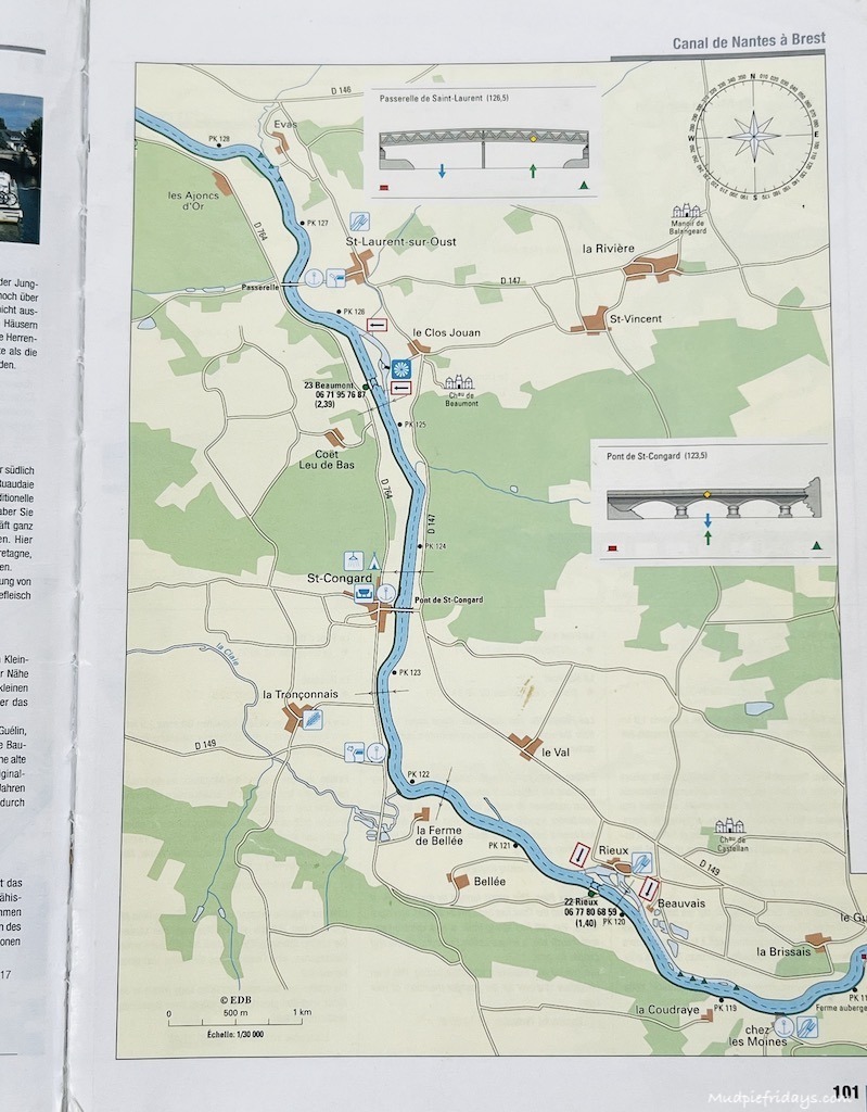 Canal de Nantes a brest map Day Three - Redon to Manisfont