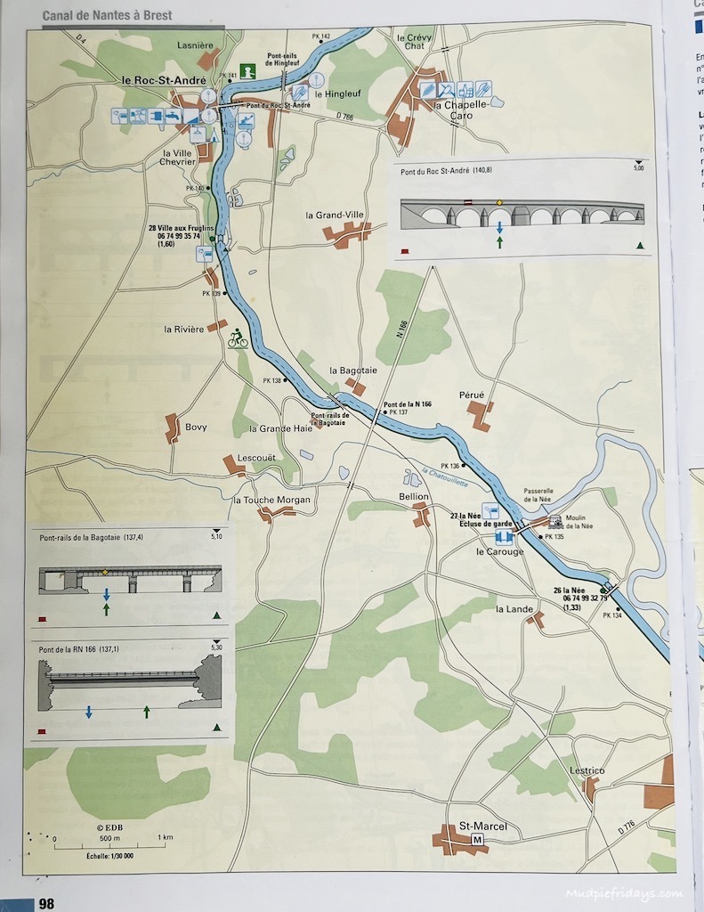 River Vilaine map Day Four - Manisfont to Josselin