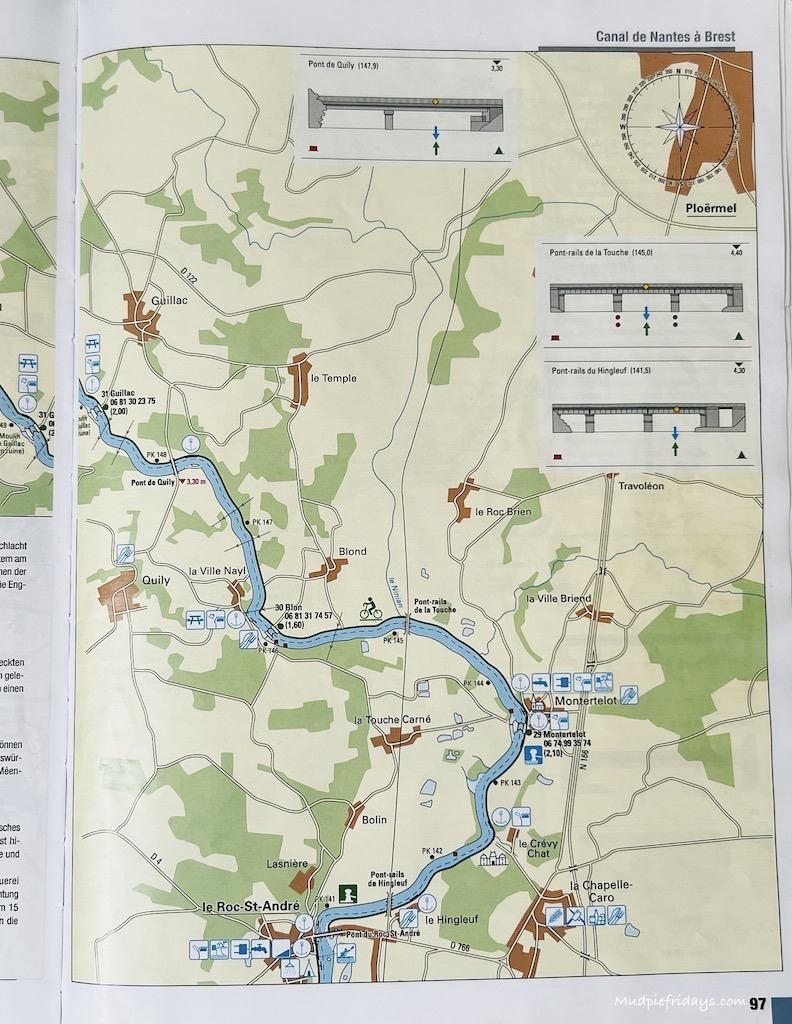 River Vilaine map Day Four - Manisfont to Josselin