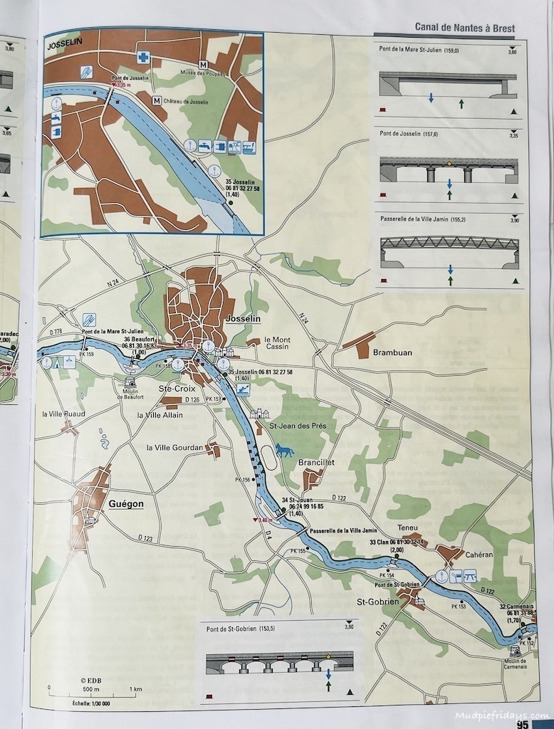 River Vilaine map Day Four - Manisfont to Josselin