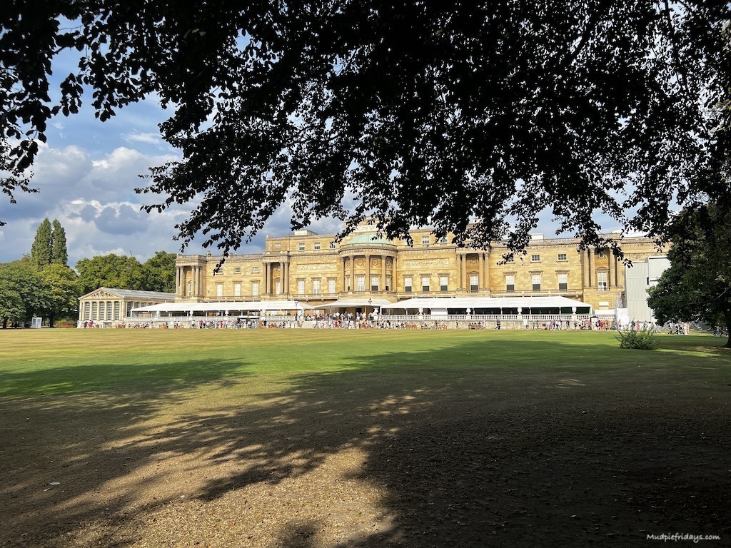 The back of Buckingham palace taken from the gardens - visiting Buckingham Palace with kids