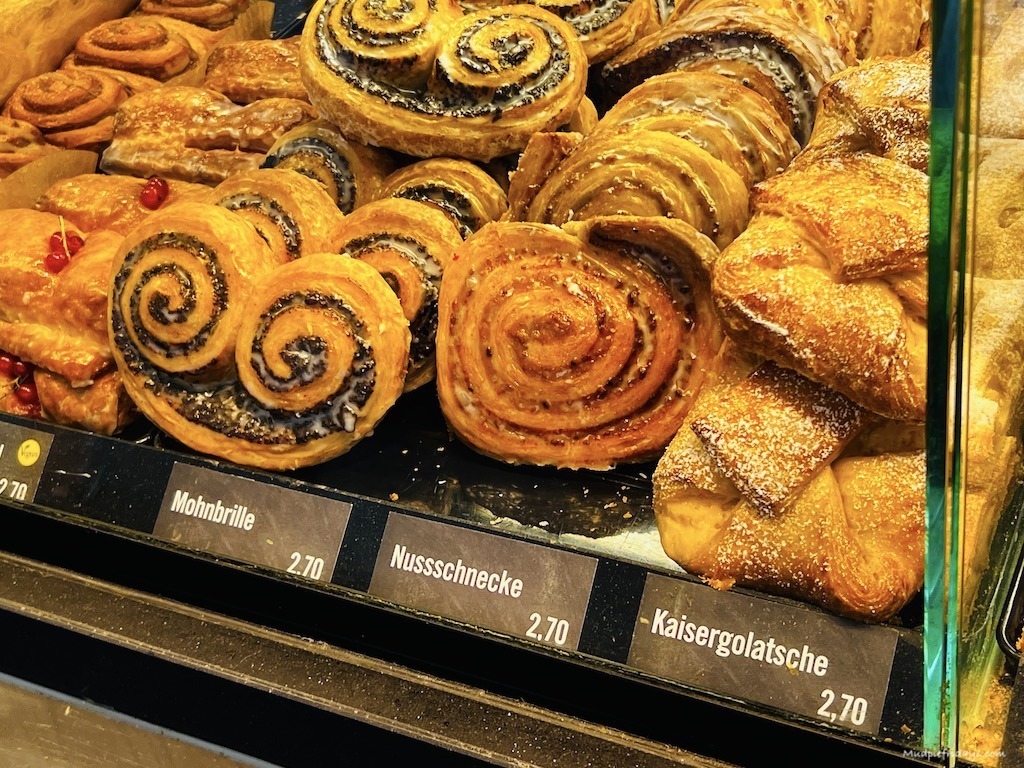 various Austrian pastries on sale in one of the bakeries in Innsbruck