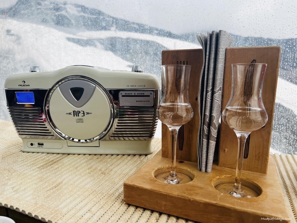The radio and schnapps which form part of the eating on a cable car experience