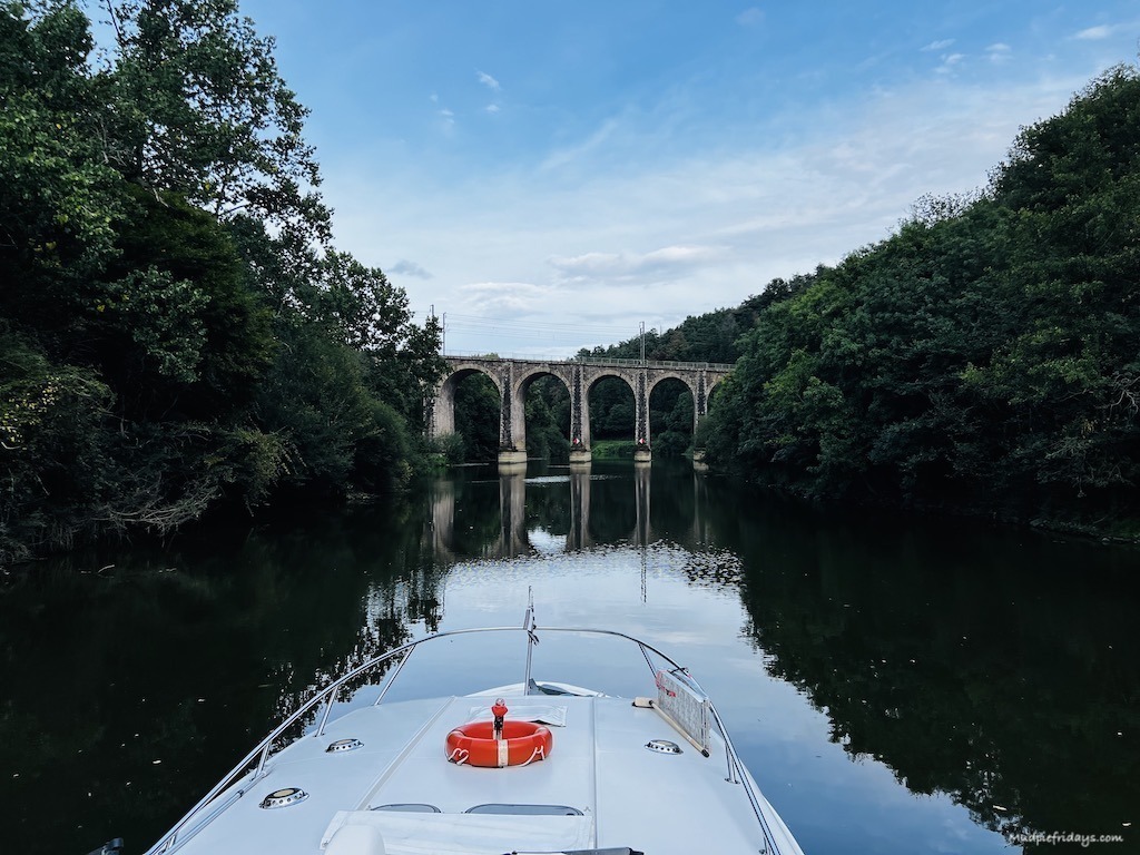 our first day on the boat on the canal and coming up to a viaduct