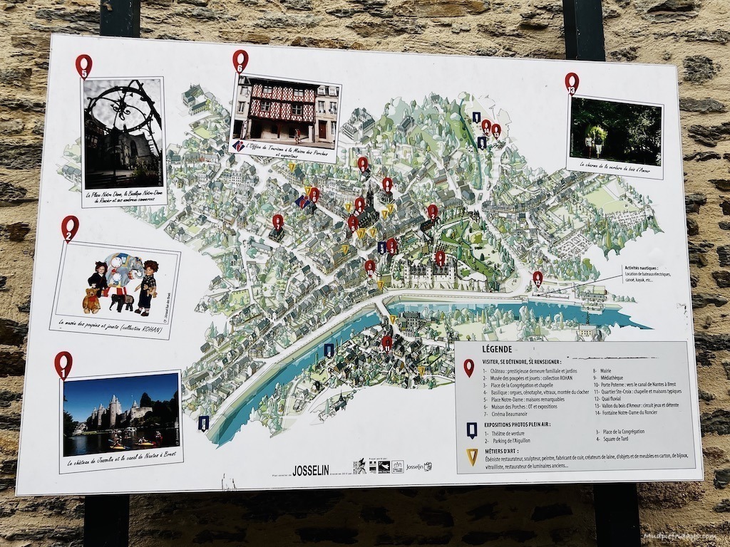 Map of things to do in Josselin - highlighting the points of interest