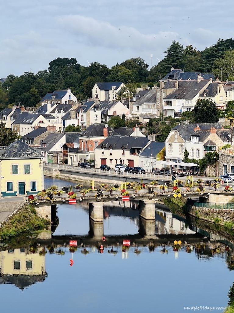 The reflection of the canal de nantes a brest from the top of Josselin cathedral