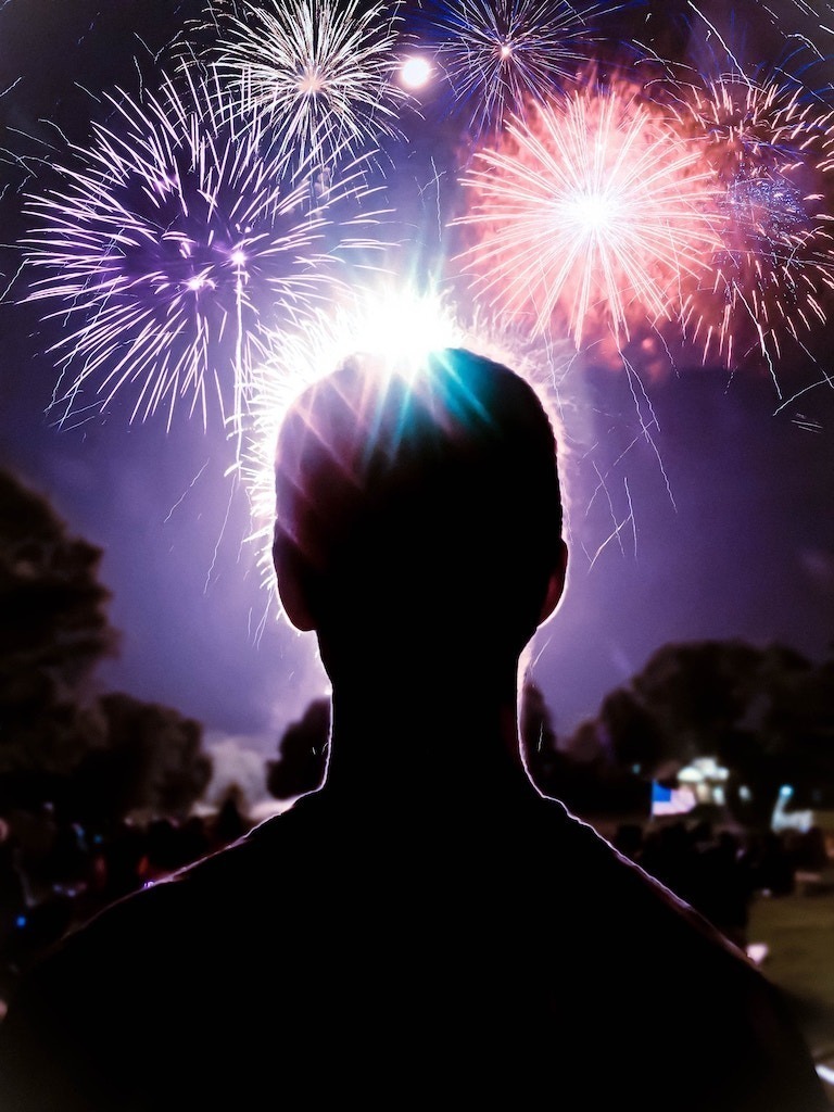 Kid watching the fireworks
