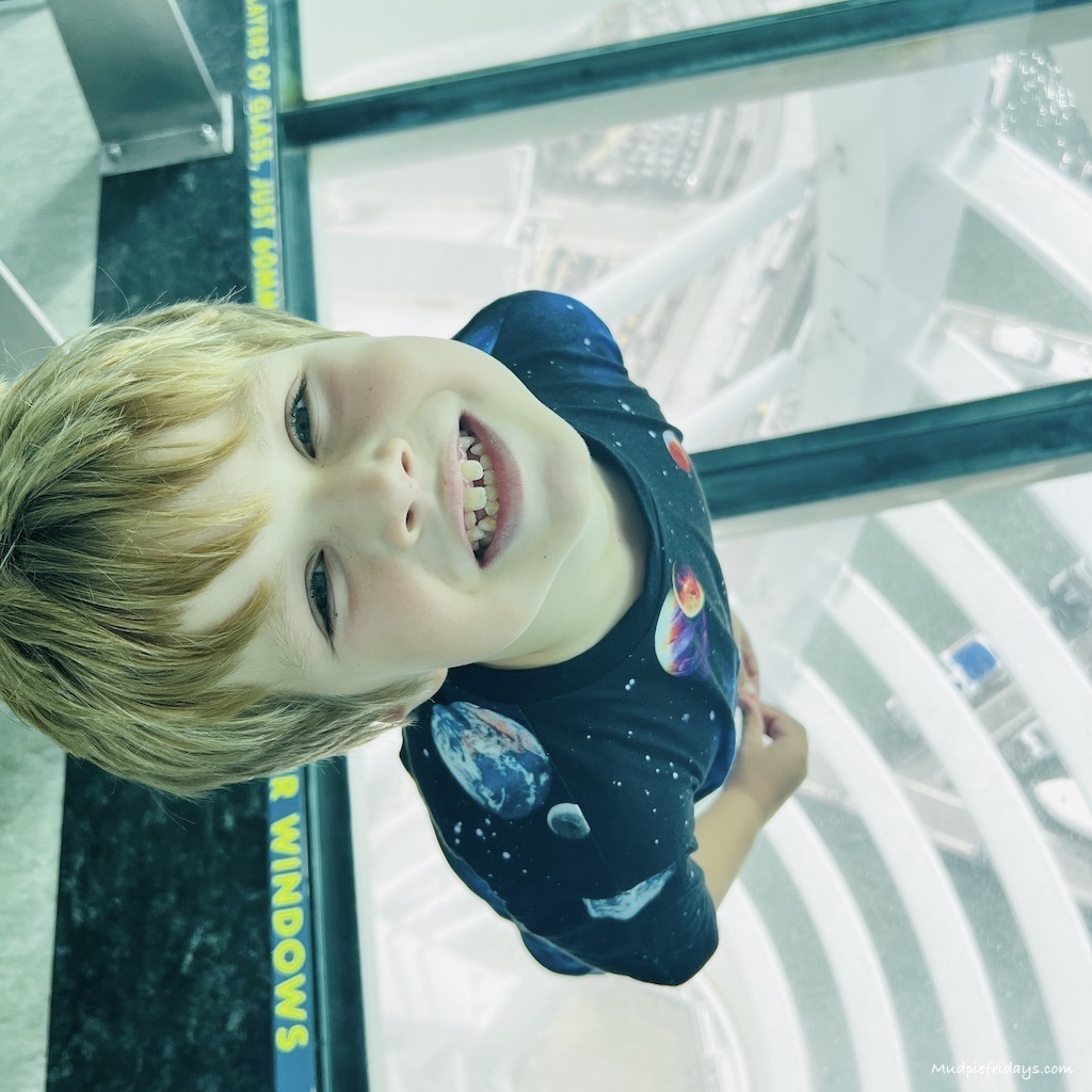 Harry standing on the glass floor