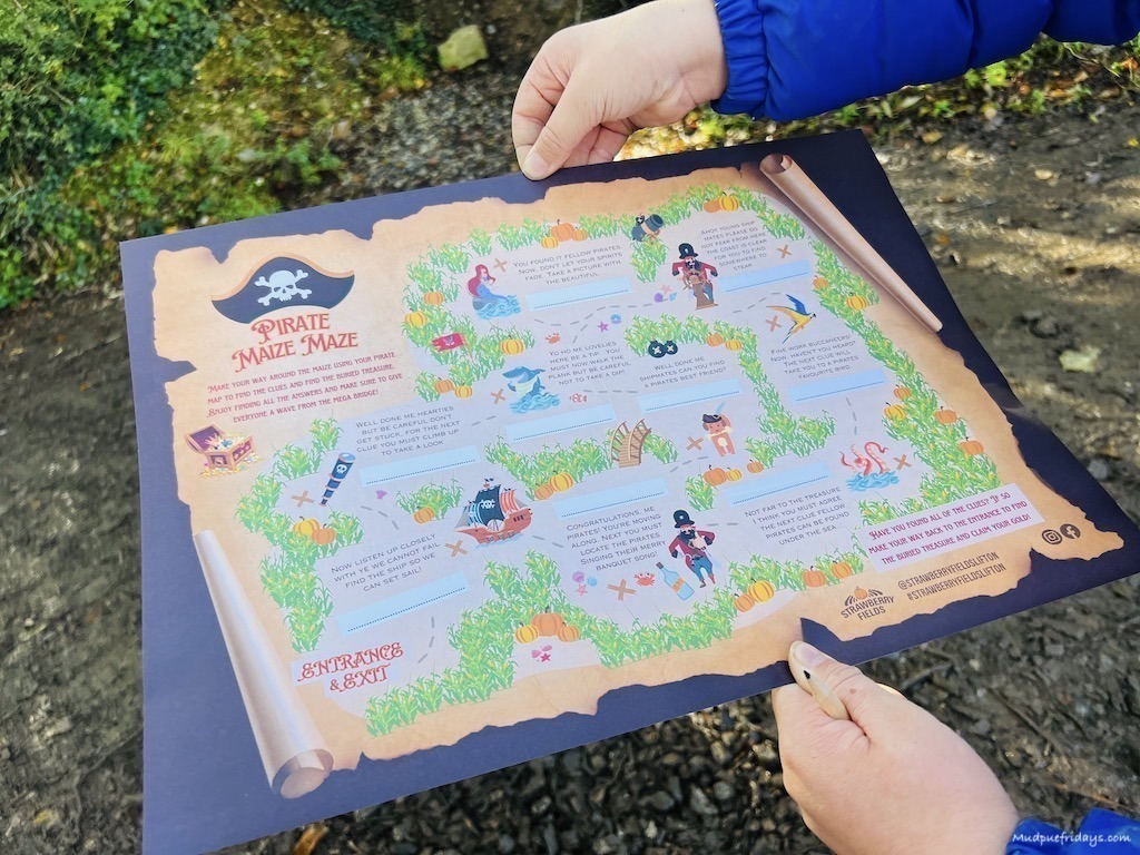 Map of the pirate maize maze at Strawberry fields pumpkin patch which you need to pay for in addition to the entrance to the pumpkin field