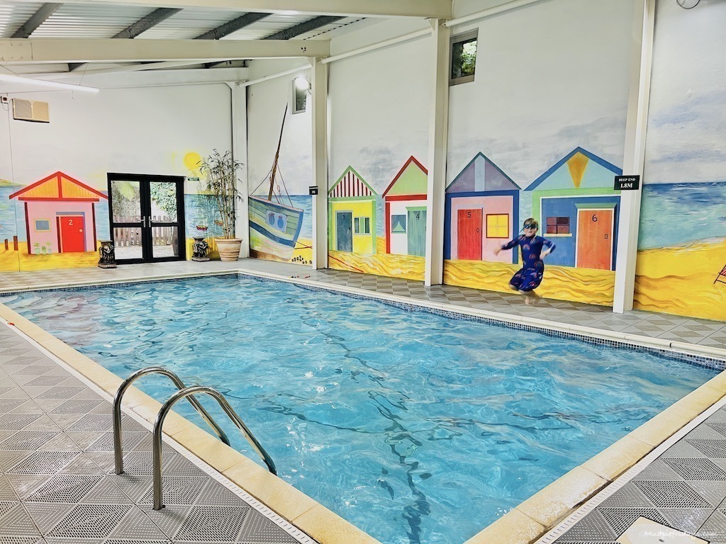 Indoor heated swimming pool at Glynn Barton Cottages Review