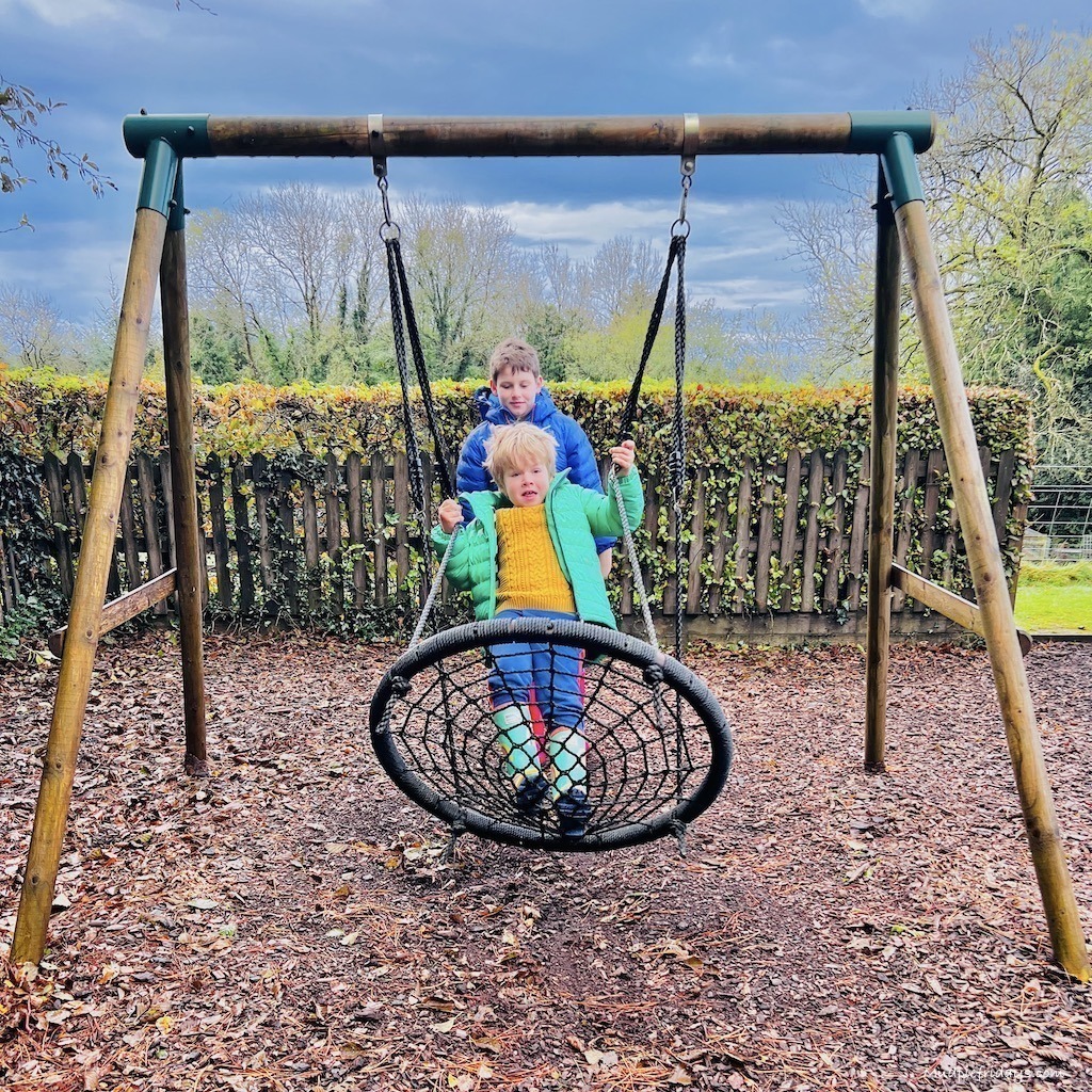 The boys on a swing