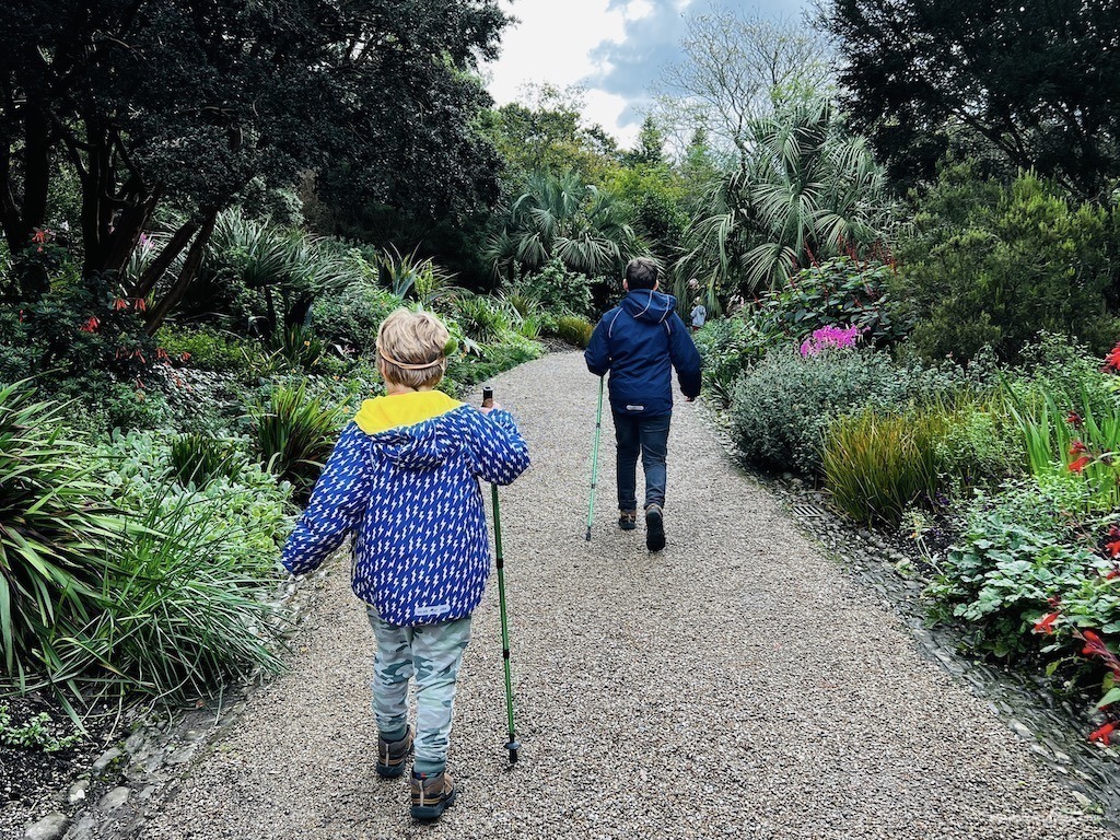 The boys walking into the National Trust Glendurgan garden