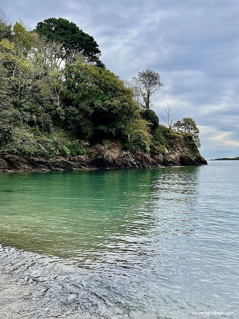 The beach at Durgan on the River Helford which is at the bottom of the National Trust Glendurgan Garden