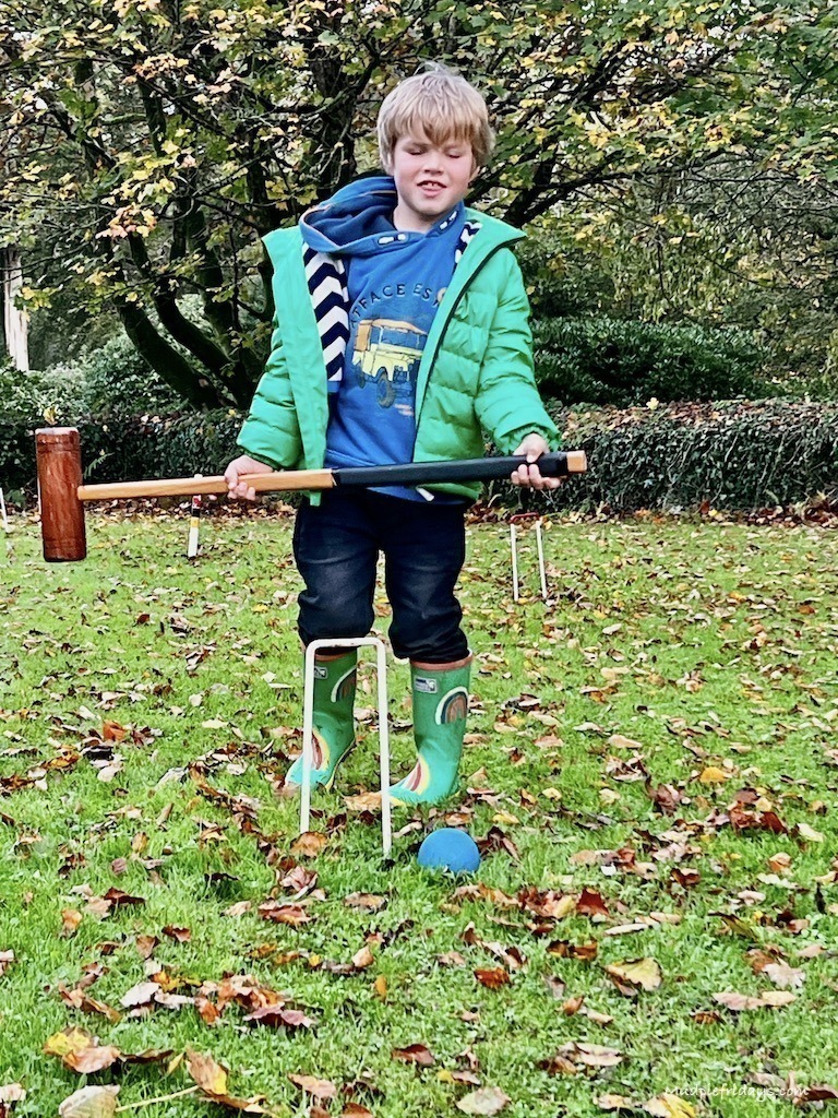 Harry playing crochet with a mallet in his hands