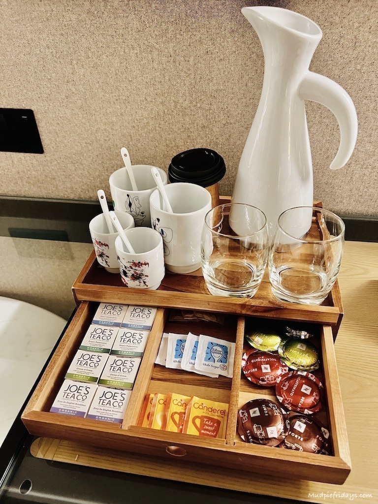 Tea and coffee facilities in the hotel room at the Bankside Hotel London