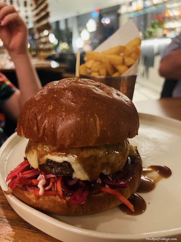 A BBQ burger at the Art Yard Bar and Restaurant