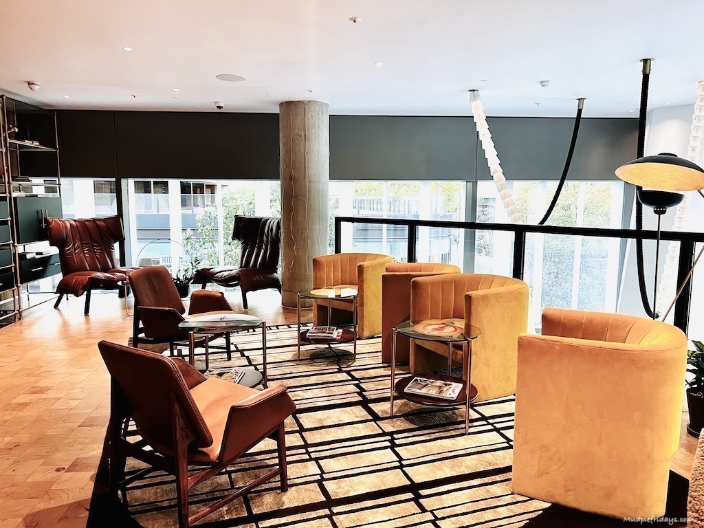 The reading area on the mezzanine at the Bankside Hotel London