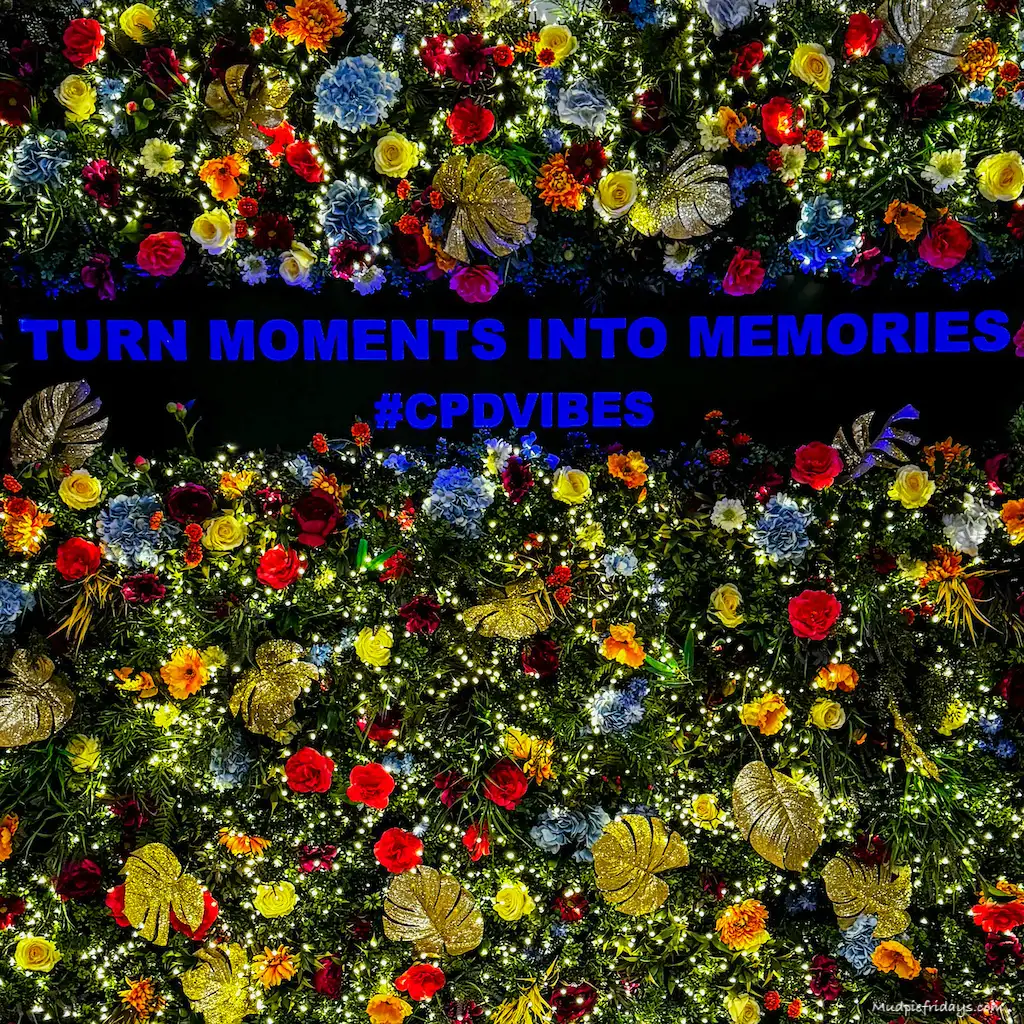 Good vibes only - a feature flower wall for people to take pictures in front of at the Crowne Plaza Docklands hotel