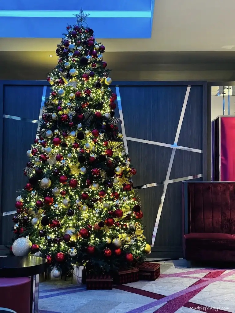 Christmas tree in the hotel reception as you walk in