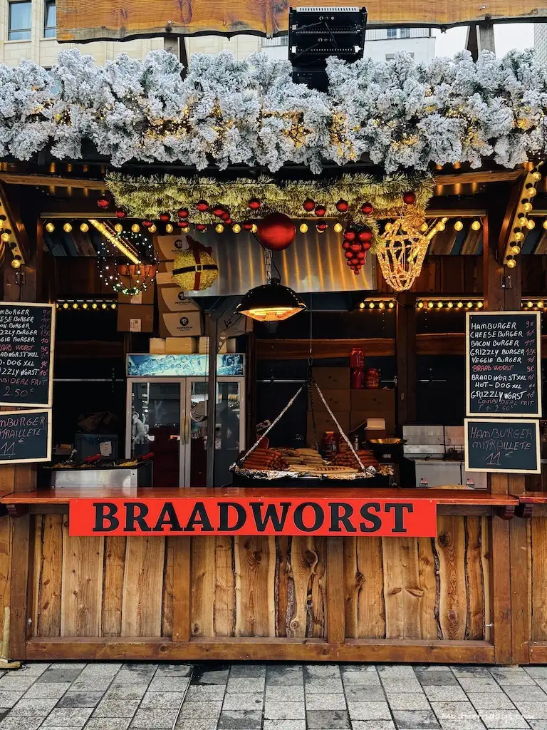 Bratwurst wooden chalet at the Christmas markets