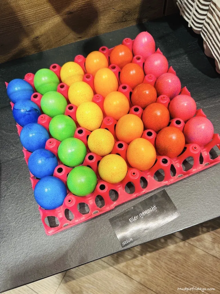 Rainbow eggs for easter in Vaduz in Liechtenstein