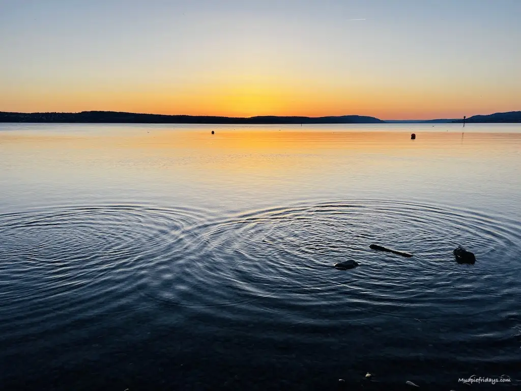The sun setting on Lake Bodensee in Germany