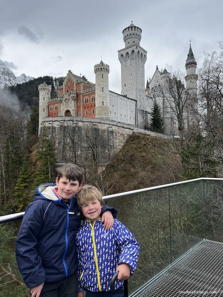The boys in front the castle as we walked up from one of the viewing platforms