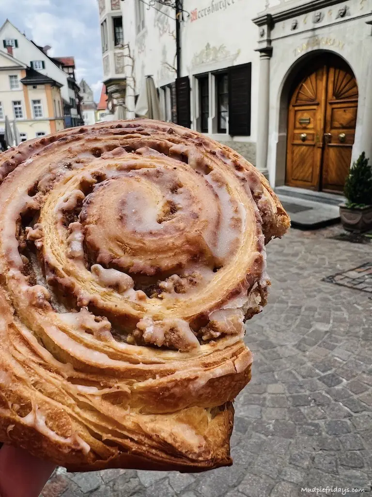 Cinnamon buns brought from the bakery in the old town