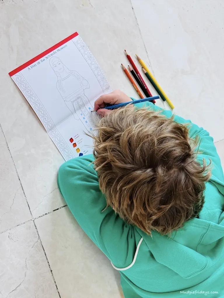 Harry doing some colouring in from the pack