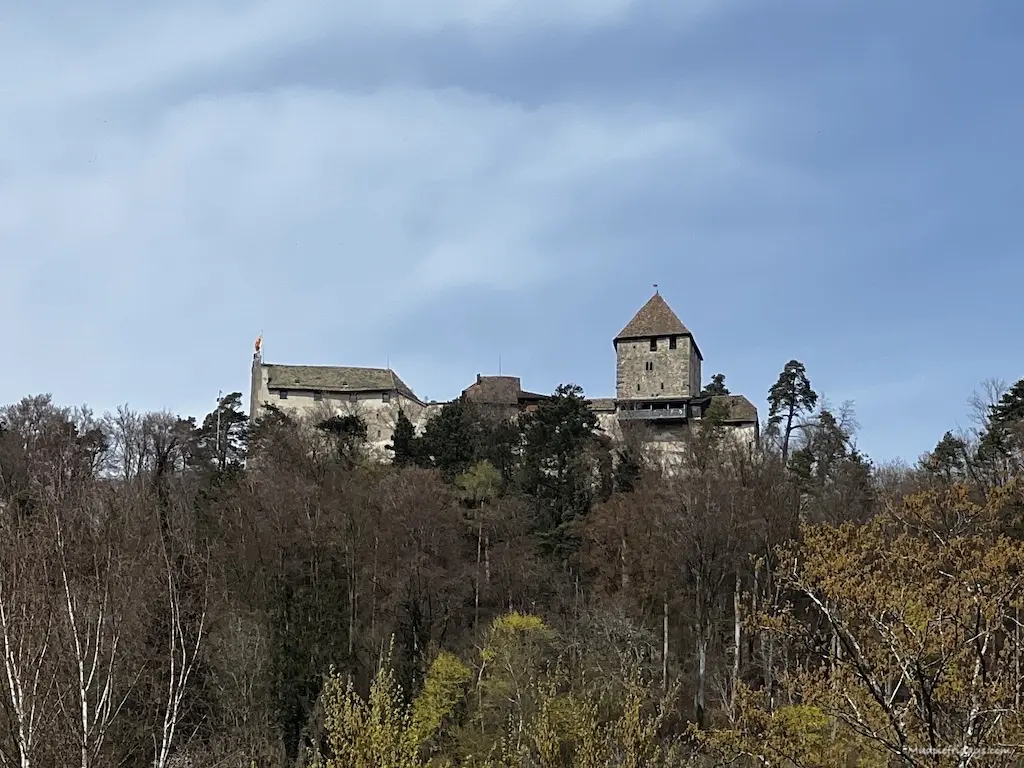 The castle of Stein am Rhein taken from the entrance to the town