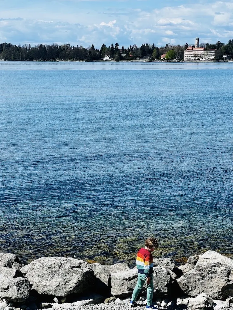Harry messing around on the rocks on the shores of the Bodensee