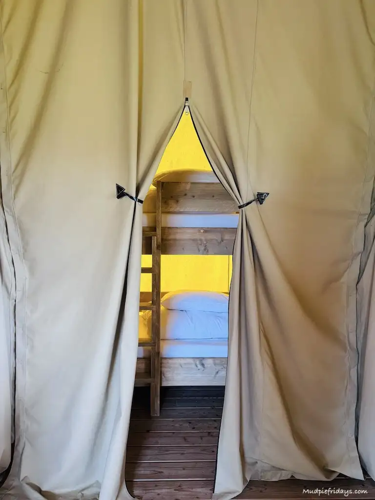 Doorway into one of the bedrooms in the safari tent