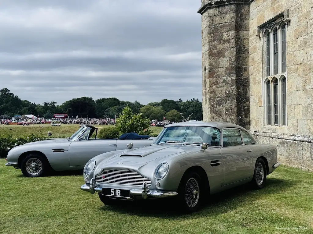 A pristine silver DB5 on the lawn 