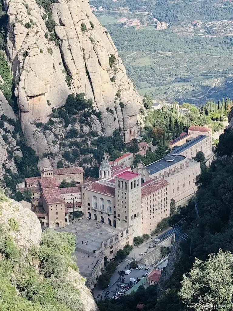 View from the funicular railway of the Monserrat Monastery and Nature Reserve