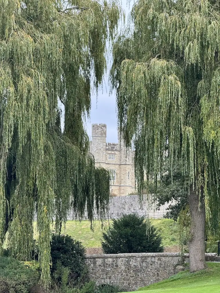 Leeds Castle through the weeping willows