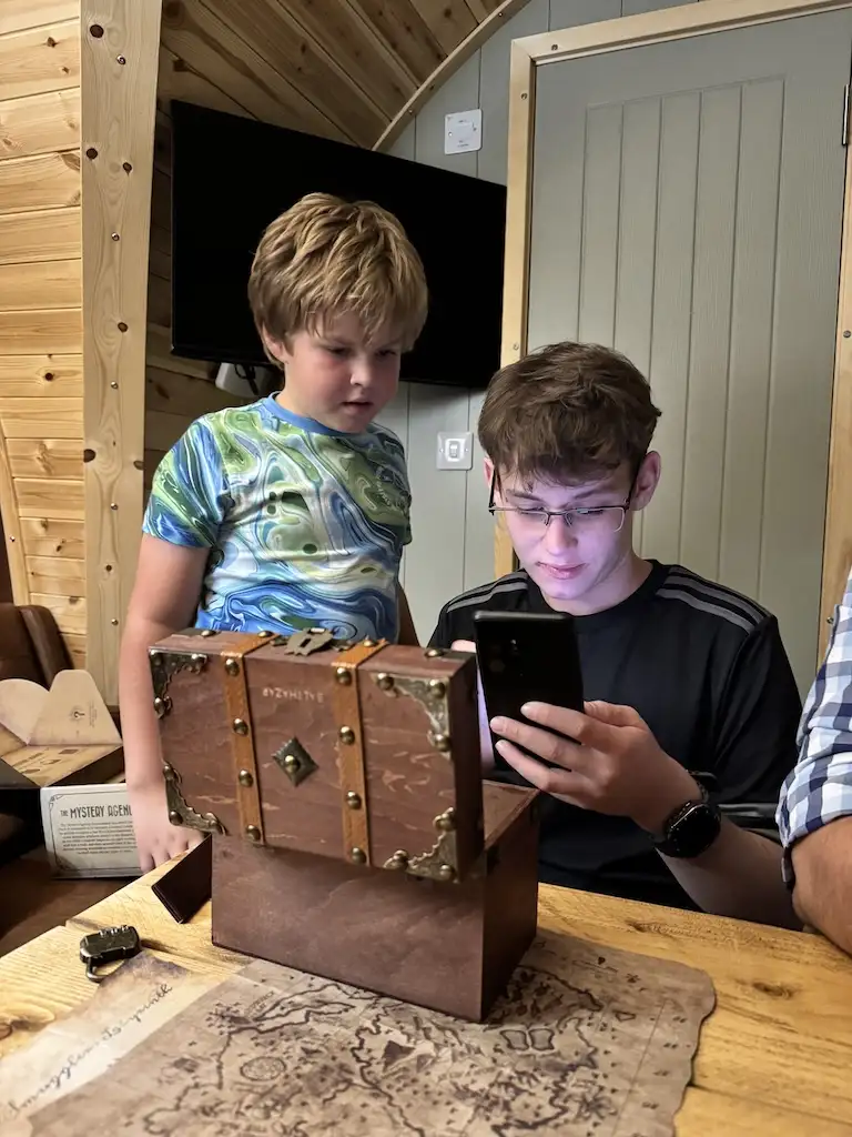 The boys playing an escape room in the eveving